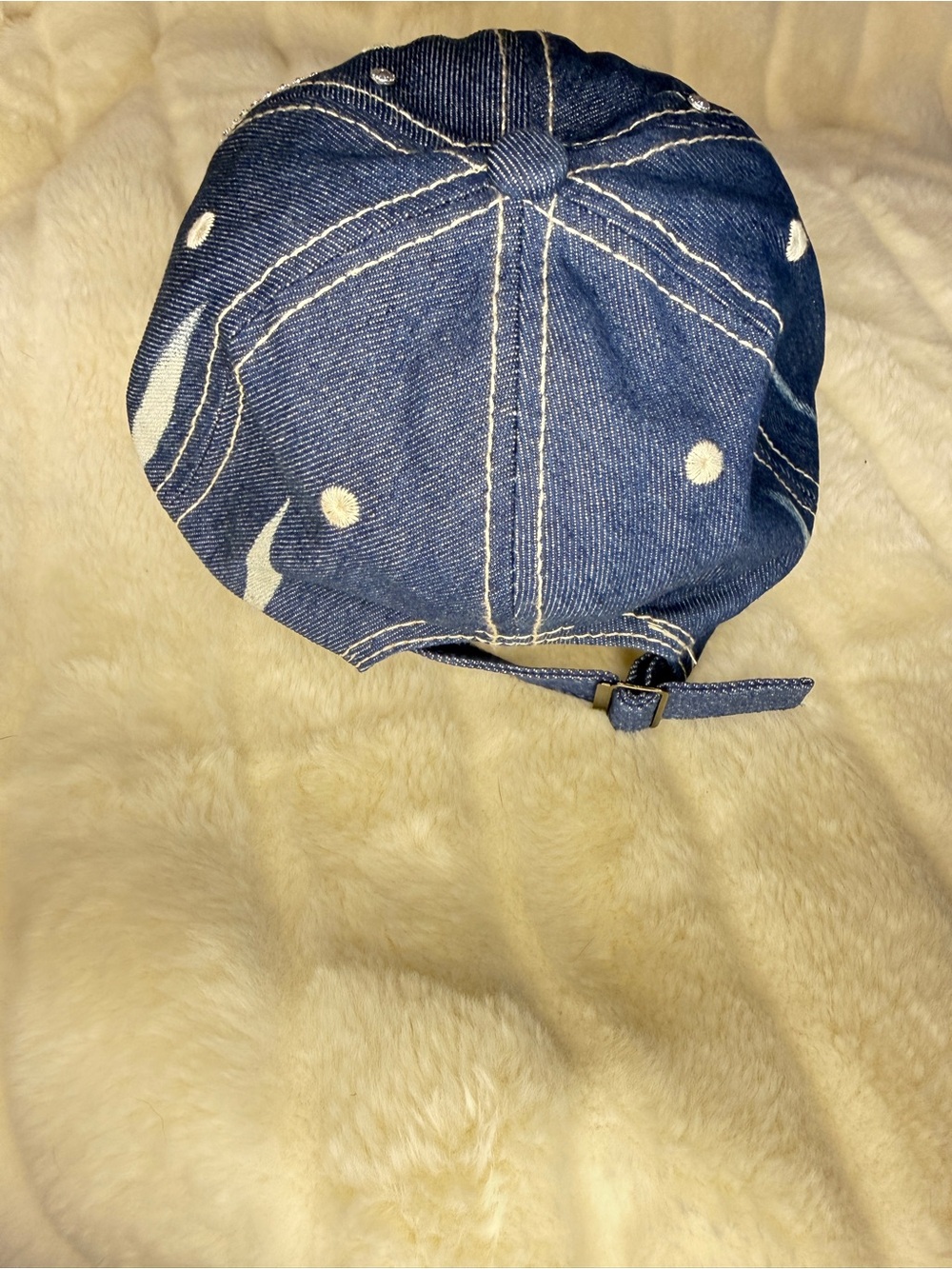 Denim Cap with Crystal Bow - Blue and Yellow - Picture 6 of 6